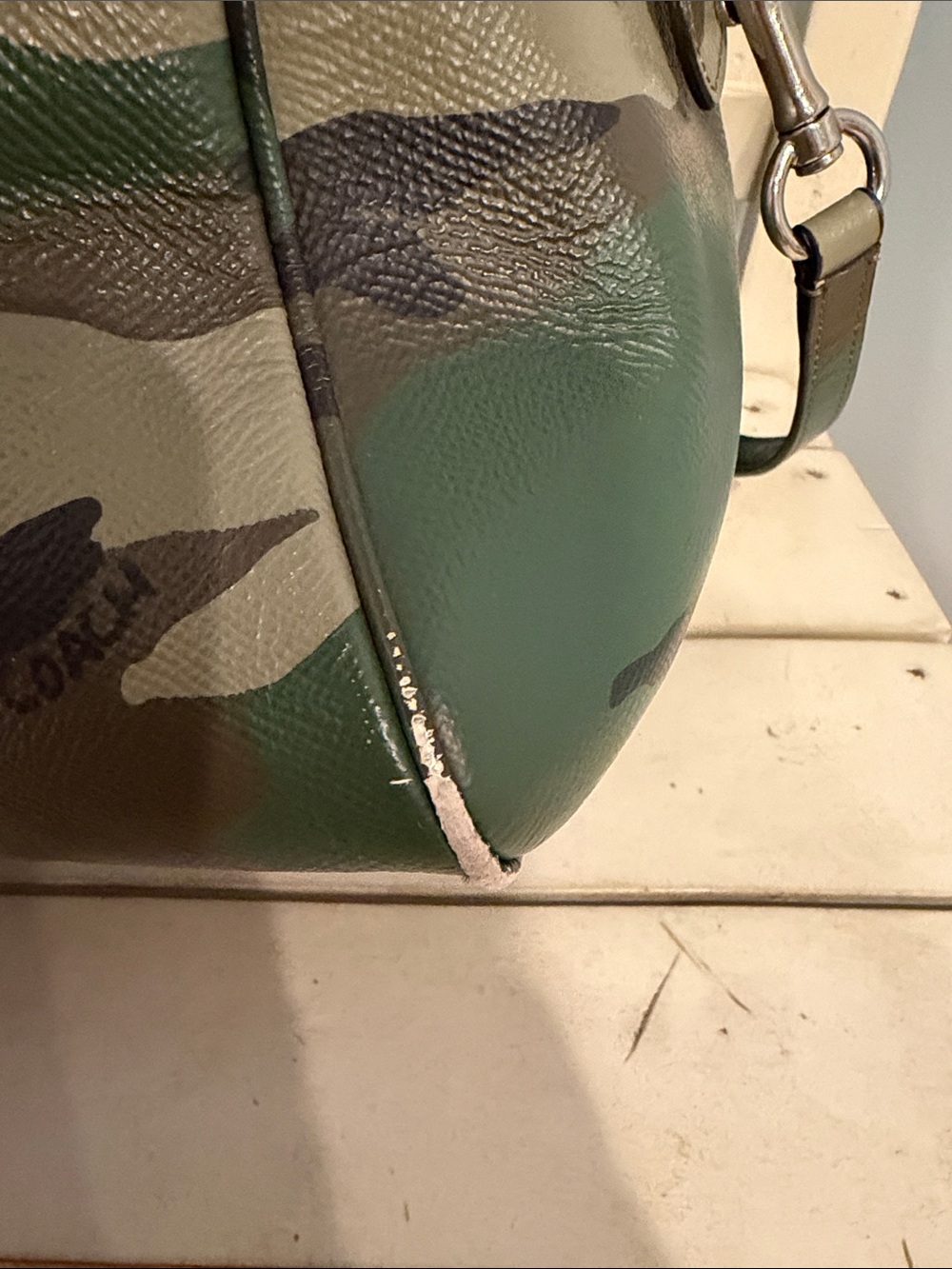 Coach Camo Surrey Satchel Leather Zip Satchel in Green/Brown - Picture 8 of 16